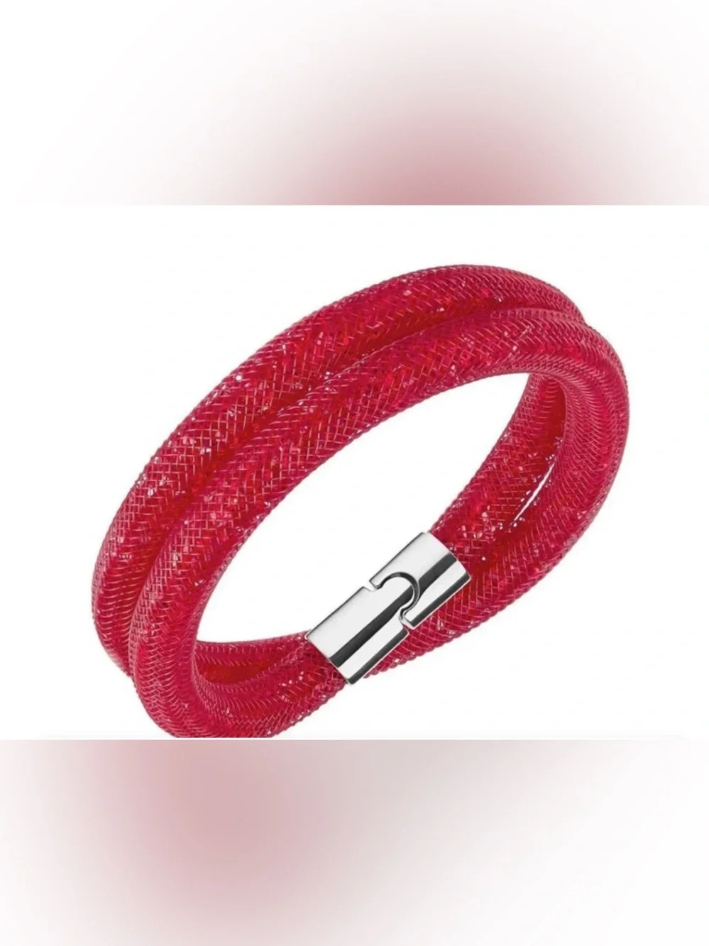 Swarovski Red Double-Wrap Bracelet with Silver Clasp - Picture 2 of 3